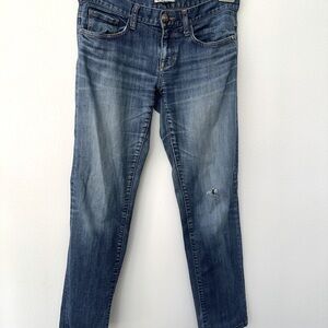 Cabi 5 pocket size 6 distressed blue jean